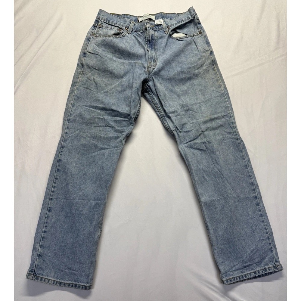 Levi's 505 Jeans 34x30‎ Blue med wash Distressed Faded Zip Fly Denim Casual Pant